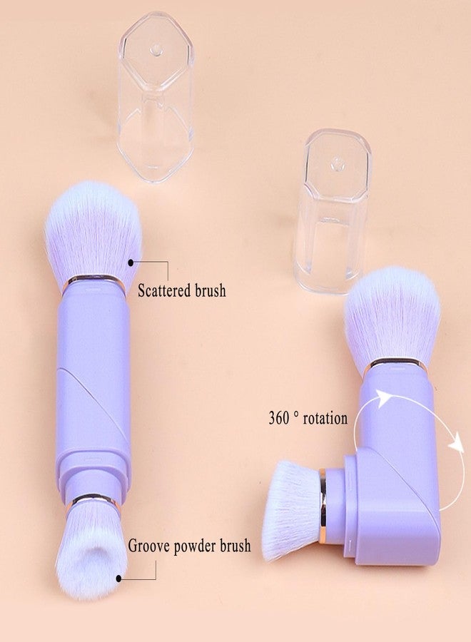 Vtrem Retractable Travel Makeup Brush: Black Kabuki Double-Ended Foundation Blush Brushes Mini Compact Face Brush with Cover Highlighter Flawless Powder Cosmetics - Image 3